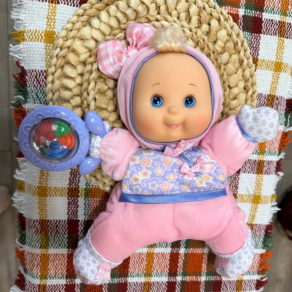 Vintage Y2K Fisher-Price First Baby Doll with Rattle Soft Plush & Vinyl Face - Picture 10 of 16